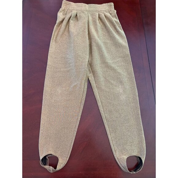 Vintage 80s Gold Metallic High Waist Stirrup Harem Pants Size Medium Women’s - Picture 2 of 10